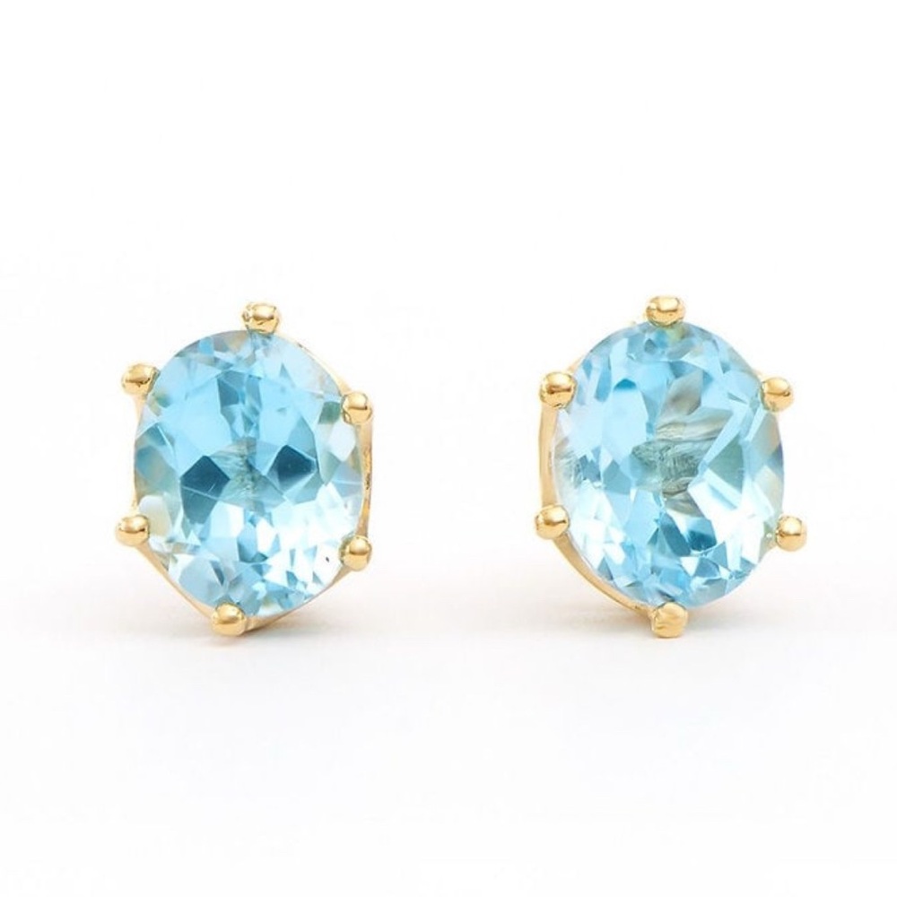 💎 4.72ct REAL Blue Topaz Designer Earrings | 18K Gold Layered 💙